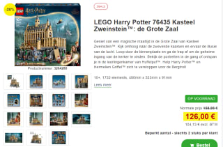 LEGO 76435 Kasteel Zweinstein™: de Grote Zaal voor €126 bij Proshop