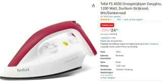 Tefal Easygliss Droogstrijkijzer voor €24,26 bij Amazon