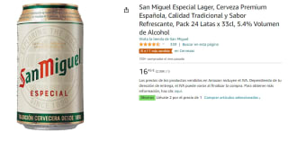 2 Packs de 24 latass de SAN MIGUEL Cerveza rubia especial de 33cl por 16.45€