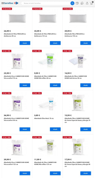 -70% y -50% en la Segunda Unidad Almohadas.