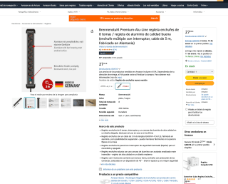 Brennenstuhl Premium-Alu-Line regleta enchufes de 8 tomas con interruptor cable 3m por solo 27,26€