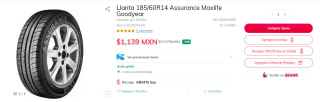 Llanta 185/60R14 Assurance Maxlife Goodyear $1,139 | Sears