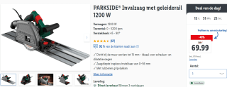 PARKSIDE Invalzaag met geleiderail voor €69,99 in de Lidl webshop