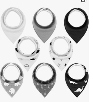 Pack x8 Baberos Bebe Bandanas 100% algodón por solo 9.99€