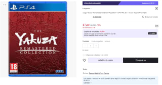 Juego The Yakuza Remastered Collection PS4 por 17.42€ (Cuenta Nueva 10.32€)