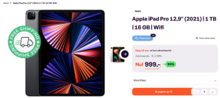 Apple iPad Pro (2021) - 12.9 inch - WiFi - 1TB - Spacegrijs voor €999 bij Ibood