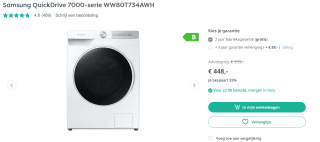 Samsung QuickDrive 7000-serie WW80T734AWH voor €448 bij Art&Craft