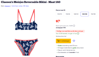 Claesen's Meisjes Reversable Bikini voor €9,75 bij Bol