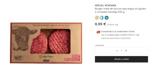 Miguel Vergara burger meat vacuno raza angus 4 unidades por 6,99€