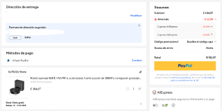 Robot aspirador ILIFE V9Pro, con autovaciado, aplicación/Alexa por 92,07€