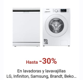 Hasta -30% de Descuento en Lavadoras y Lavavajillas desde Carrefour.