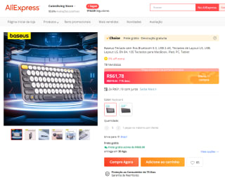 Teclado da Baseus, modelo K01B - R$ 61,78