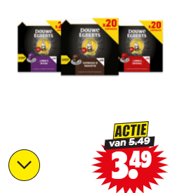 Douwe Egberts koffiecups 20 stuks voor €3,49 bij Dirk