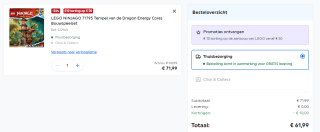 €10,- korting bij besteding van minstens €50,- aan Lego sets bij Smyths Toys (hele assortiment)