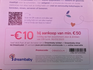 10 euro korting bij Dreambaby bij aankoop van min. 50 euro