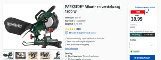 PARKSIDE® Afkort- en verstekzaag 1500 W voor €39,99 in de Lidl webshop
