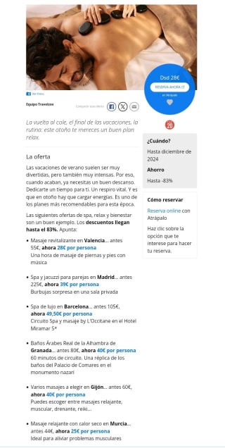 Planes antiestrés y relax desde 28€.