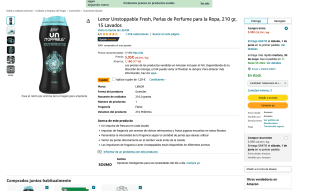 Lenor Unstoppable Fresh Perlas perfumadas para la Ropa 210gr por 4,66€