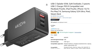 ARZOPA USB C Oplader 65W voor €13,99 bij Amazon