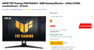ASUS TUF Gaming VG27AQA1A 27" monitor voor €139 bij Bol.