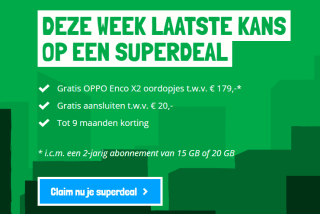 Gratis OPPO oordopjes, aansluiting en 9 maanden korting bij Budget Mobiel