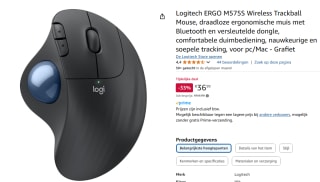 Logitech ERGO M575S Wireless Trackball Muis Zwart voor €36,99 bij Amazon