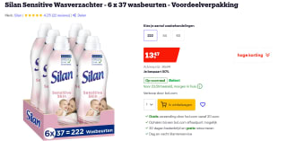 Silan Sensitive Wasverzachter - 6 x 37 wasbeurten - voor €13,47 bij Bol.com