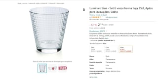 set de 6 vasos forma baja 25cl, marca Luminarc Lina por 2,71€