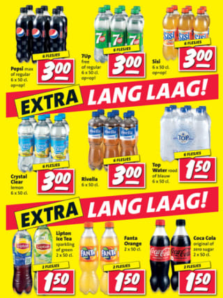 Diverse six-packs 0.5L frisdrank voor €3 bij de Nettorama