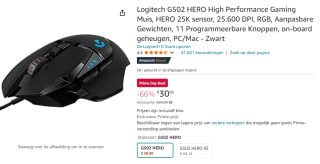 Logitech G502 Hero computermuis voor €30,90 bij Amazon Prime