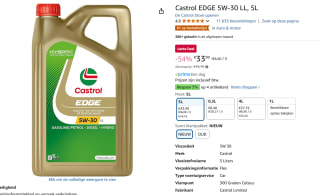 Castrol EDGE 5W-30 LL Motorolie 5L voor €33,99 bij Amazon