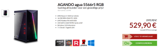 Agando Agua RX 6650XT, Ryzen 5500, 500GB/16GB gaming-pc voor €569 in de Agando-shop