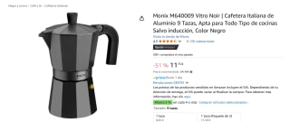 Cafetera Italiana de Aluminio 9 Tazas marca Monix M640009 Vitro Noir por 11,75€