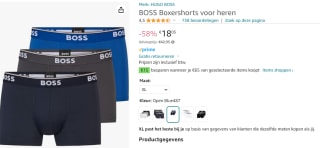 Hugo BOSS - Korte Boxershorts Power 3-Pack voor €18,05 bij Amazon