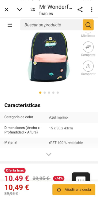 Mochila,Mr.Wonderful por 10,49€.
