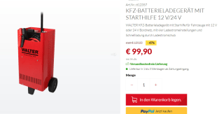 Walter Accu Jumpstarter/lader € 99,90 met Boost voor €99,90 bij Walter