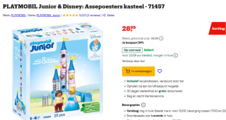 Playmobil JUNIOR & Disney: Assepoesters kasteel (71457) voor €28,99 bij Bol