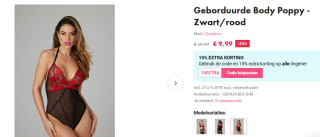 Geborduurde Body Poppy -Zwart/rood voor €6,99 bij EasyToys