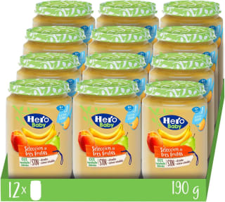 Pack de 12x190g Hero Baby -Tarritos de Selección de 3 Frutas por 12,59€