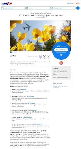 Vuelos " relámpago" en primavera desde 18€ ida/vuelta.