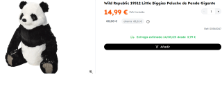 Oso Panda Peluche Grande de 58cm por 19.99€