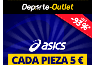 Promocón todas las piezas marca Asics seleccionadosa 5€ desde Deporte Outlet