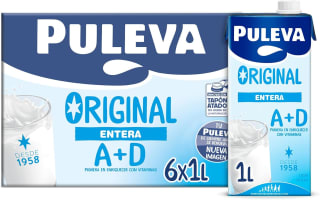 6 briks Leche Puleva Original Entera 1 litro por 6€