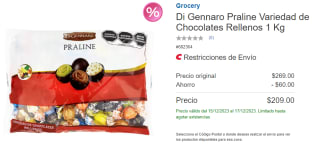 Chocolates Rellenos Di Gennaro Praline 1kg por $209 en Costco
