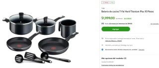 Batería de Cocina T-Fal Hard Titanium Plus 10 Piezas por $1,999 en Bodega Aurrera