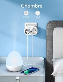 2 Enchufes Multiple con 2 Tomas y 2 USB a solo 10,99€