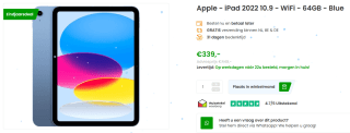 Apple iPad 2022 10.9 64GB blauw voor €339 bij Phonemarket