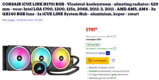 Corsair iCUE LINK H170i RGB koelsysteem voor €179,95 bij Bol