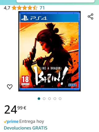 Like a Dragon ISHIN Ps4 por 24,99€.