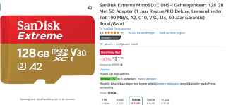 SanDisk Extreme - Flashgeheugenkaart (microSDXC-naar-SD-adapter inbegrepen) voor €11,99 bij Amazon